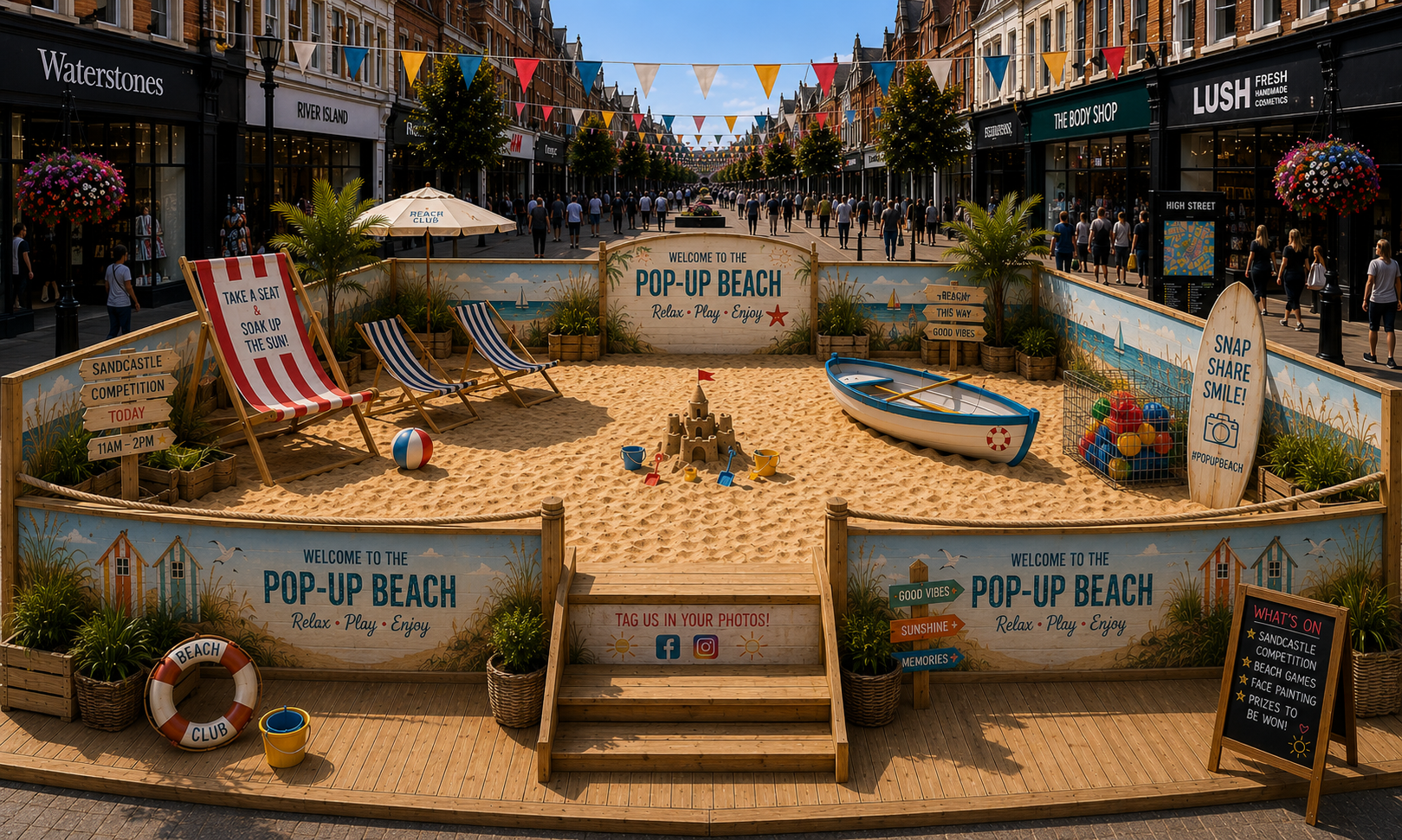 A pop-up beach attraction