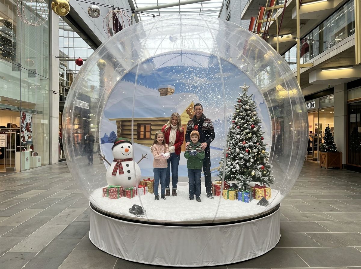 A giant walk-in snow globe attraction